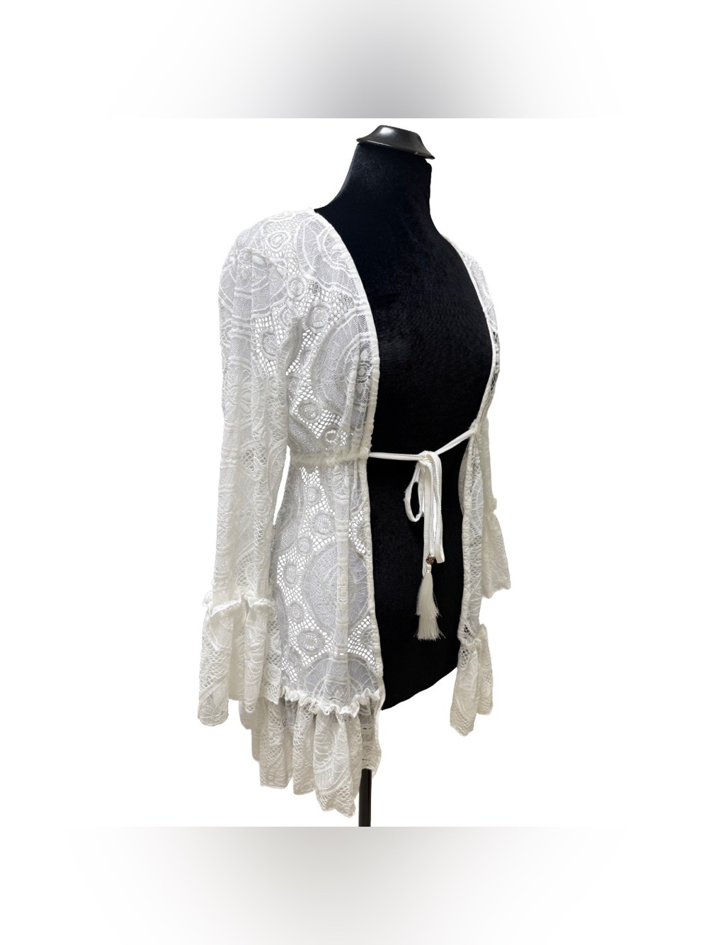 Fairy Boho Lace Ruffle Kimono Duster